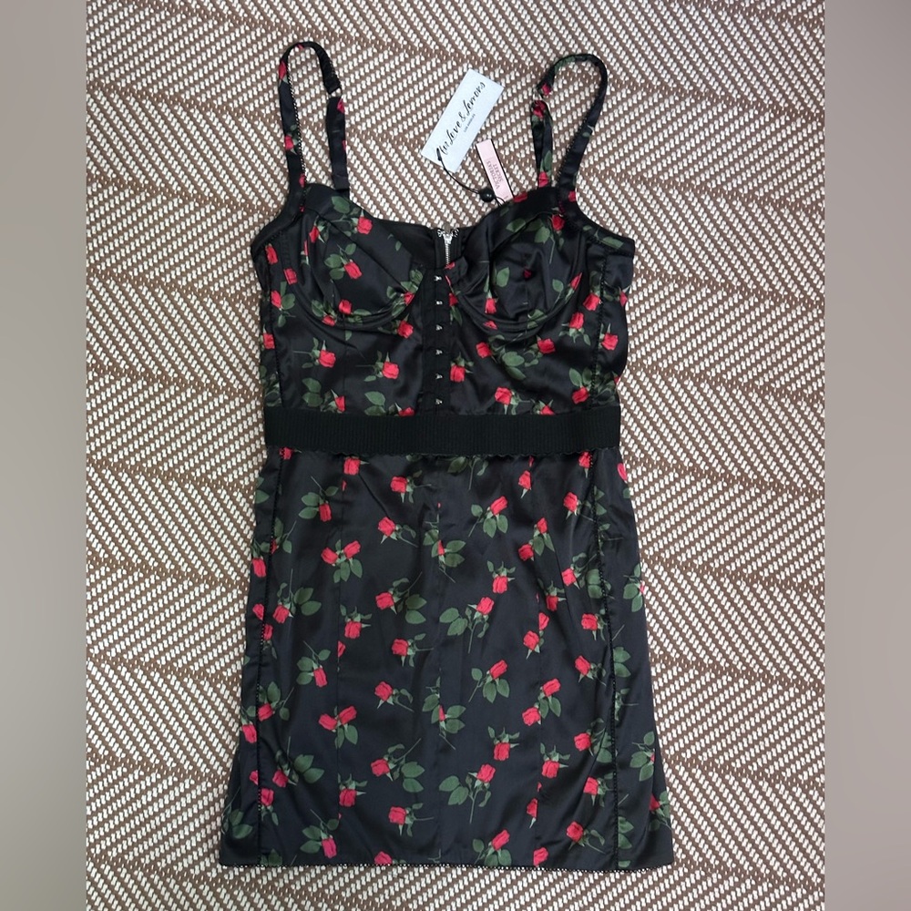For Love and Lemons corset style rose print mini dress